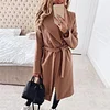 Mid-length Coat Lapel Tie Woolen Coat