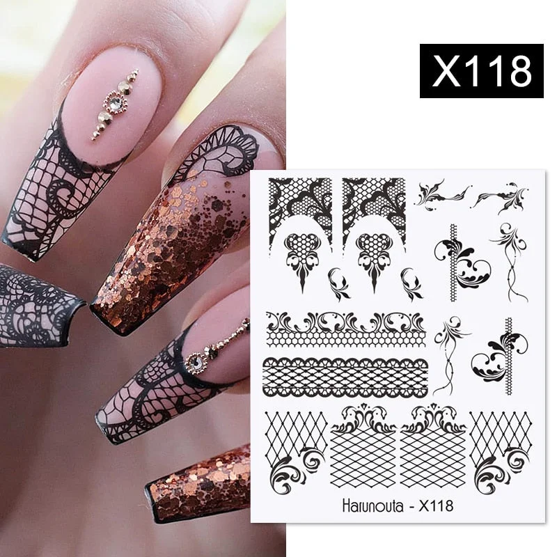 Harunouta Geometry Color Wave Love Heart Pattern Water Decals Stickers Butterfly Dragon Slider For Nails Art Decoration DIY-Nail Inspo