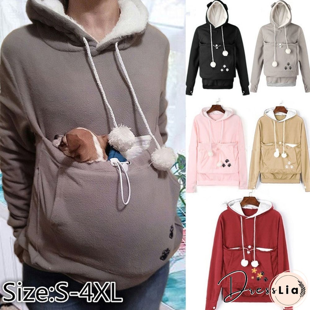 Winter Hoodies Fashion Pet Hoodie Cat And Dog Big Pocket Lovers Long Sleeve Coat