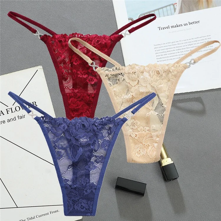 Billionm Women Lace Panties Thongs low Waist Mesh G-String T-Back Briefs Underwear Transparent Ladies Panties Sexy Lingerie