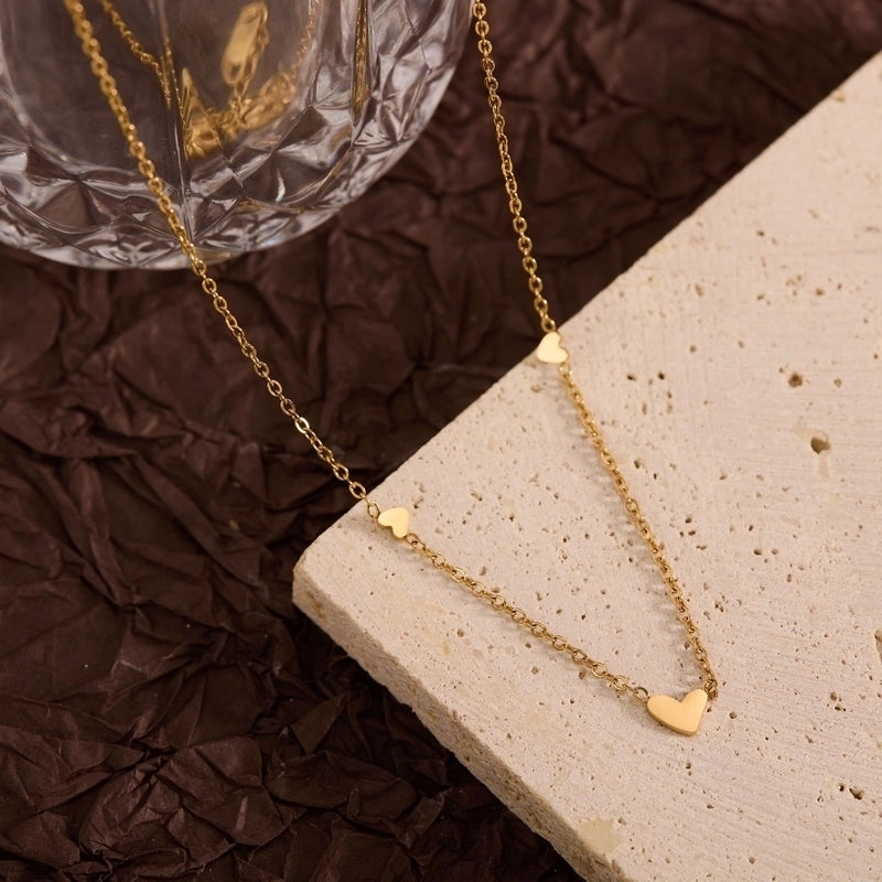 Titanium Steel Copper Leaf Heart Shape Pendant Necklace3