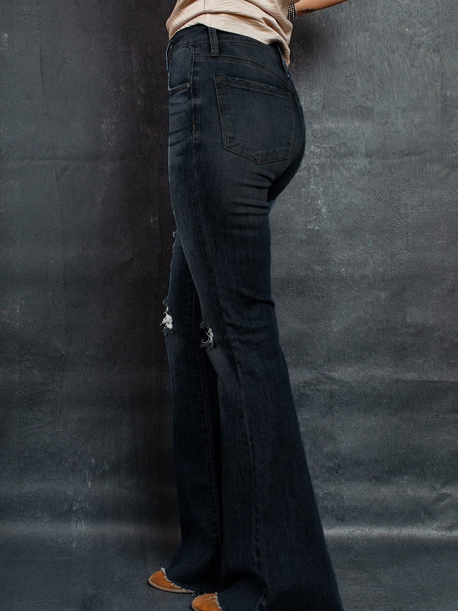 Women Half Sleeve V-neck Solid Color Dress