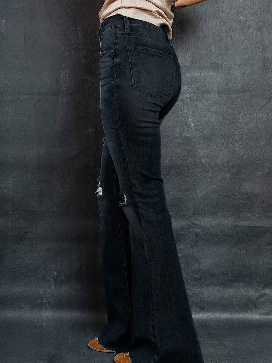 Women Half Sleeve V-neck Solid Color Dress