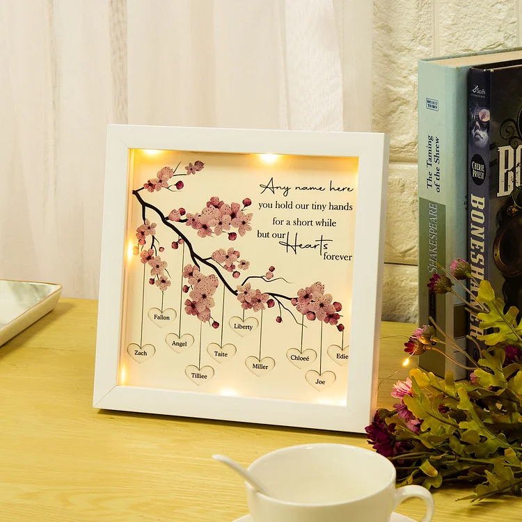 Custom Name Family Tree Frame with 10 Names Night Light Family Gifts