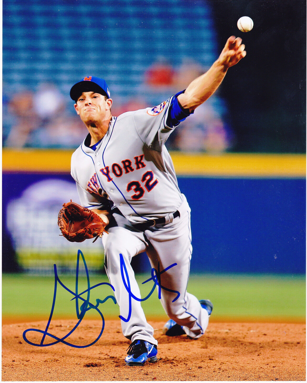 STEVEN MATZ NEW YORK METS ACTION SIGNED 8x10