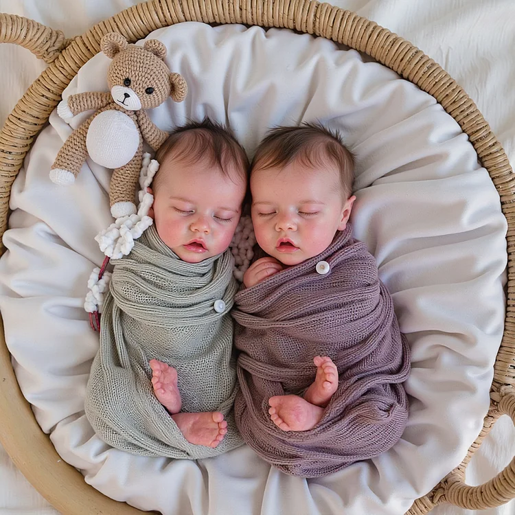 [Little Peanut Baby Dolls] 12'' Real Lifelike Twins Boy and Girl Aidan & Matthew Reborn Baby Doll
