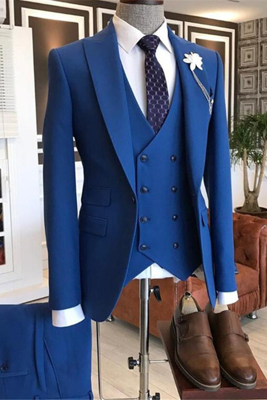 Bellasprom Morden Blue Peaked Lapel Prince Prom Suits With Three-Pieces Bellasprom