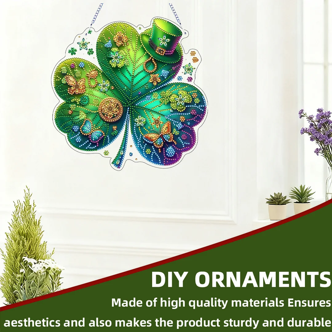 St. Patrick s Day 2 DIY 2D Flat Acrylic Diamond Painting Dots Pendant for Adults