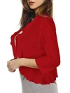 Chic Solid Color Open Front Cardigan with Flirty Ruffle Trim - Lightweight 3/4 Sleeve for Women - Perfect Casual Wear, Spring to Fall Fashion