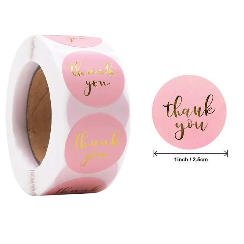 500pcs 1inch Thank You Stickers Round Seal Label Stationery Stickers Wedding Birthday Party Decoration Handmade Christmas Gifts