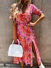 Floral Printed Split-Side Midi Dress