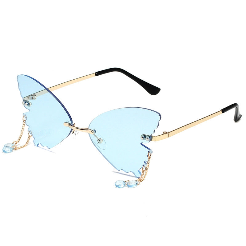IG Style Hip-Hop Solid Color Pc Butterfly Frame Frameless Women’s Sunglasses