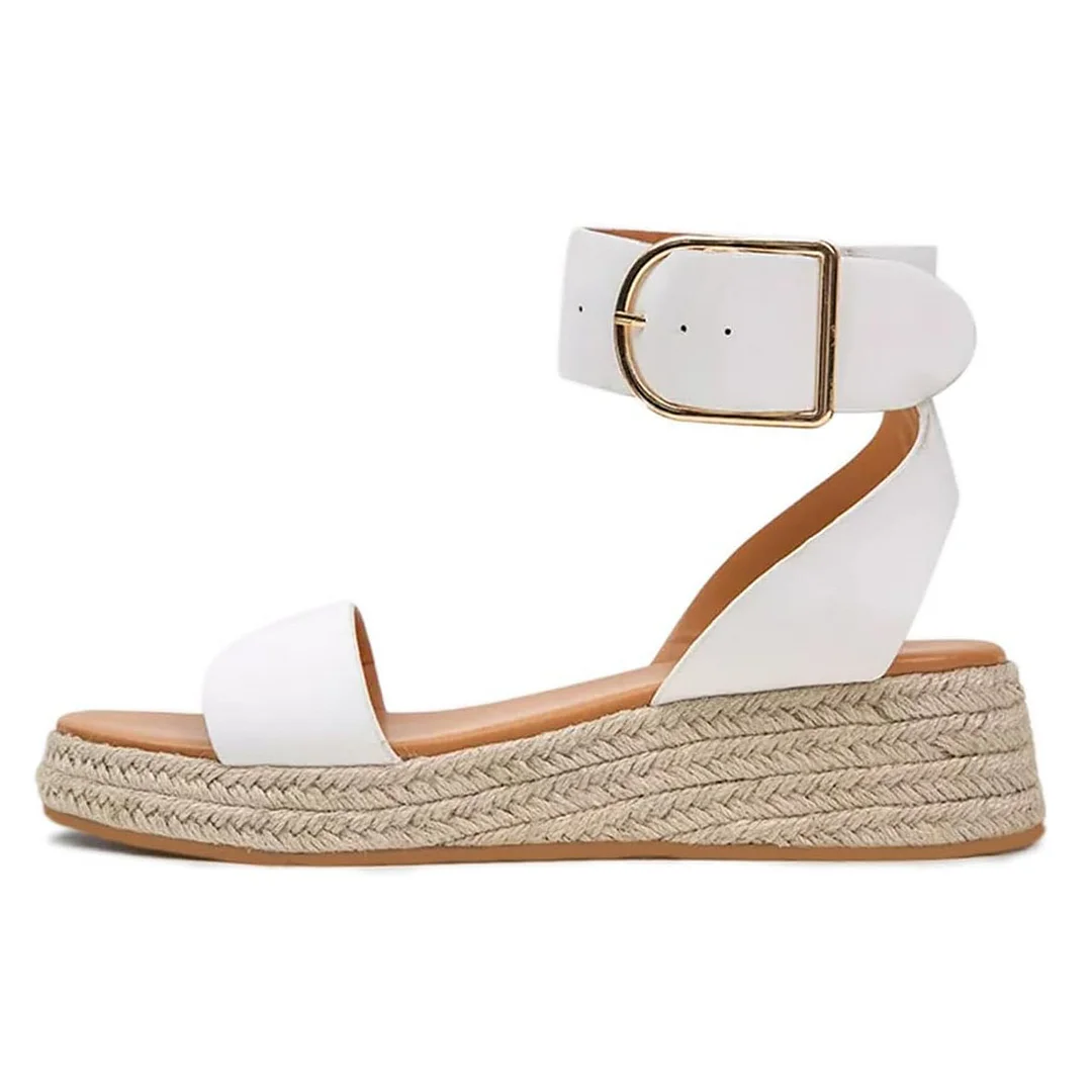 Fashionable Comfy White Round Toe Platform Heel Strappy Sandals