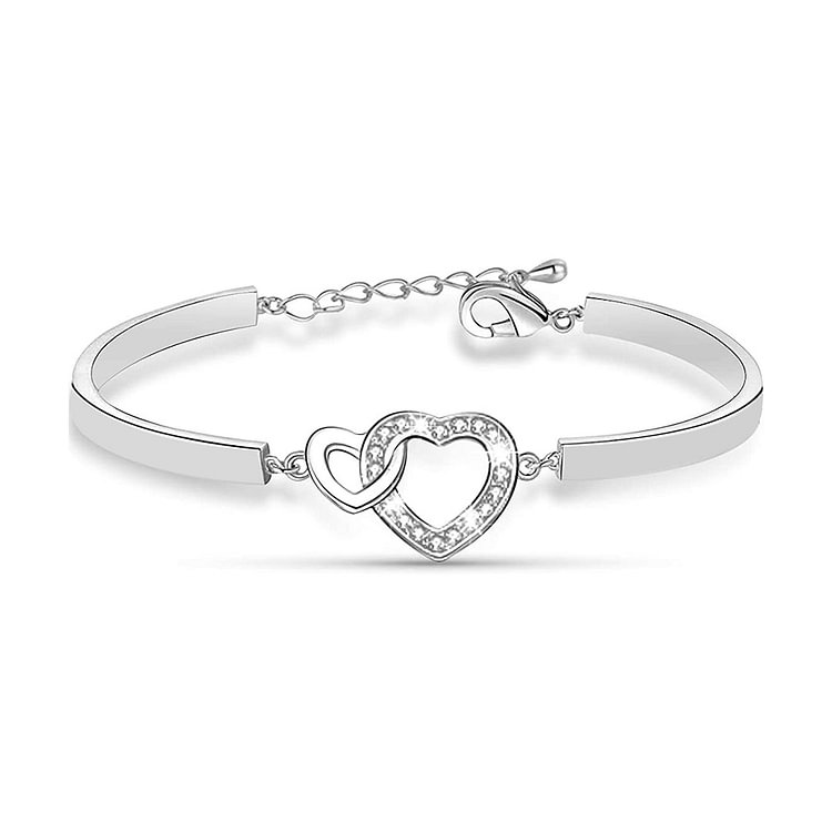 For Daughter - Mother & Daughter Forever Linked Together Heart To Heart Bracelet