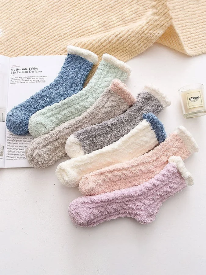 Women's Christmas Autumn and Winter Plush Sleeping Socks Seven Pairs Pack