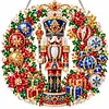 DIY Special Shaped Diamond Painting Wreath, Double-Sided Printing Christmas Nutcracker Wreath Hanging with LED Light Decor Kit 