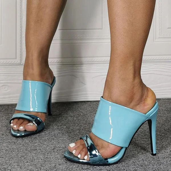 Women Summer Plain Open Toe High Heel Slippers