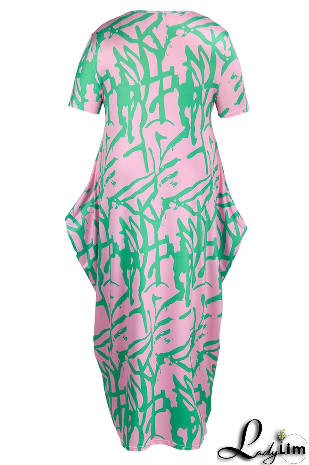 Black Fashion Casual Print Patchwork O Neck Long Dress Plus Size Dresses