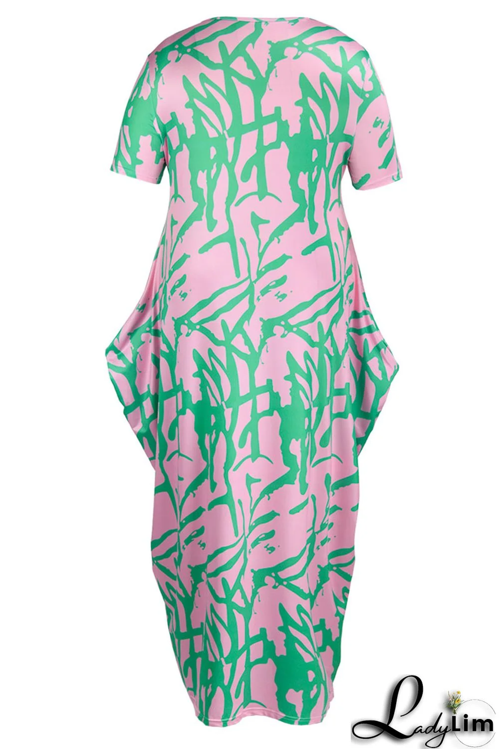 Black Fashion Casual Print Patchwork O Neck Long Dress Plus Size Dresses