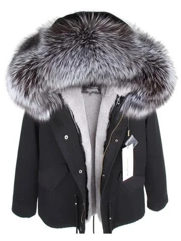 Pornhint MMK real fur coat new fashion fox fur collar winter women's clothing Removable thickened jacket Short pike coat