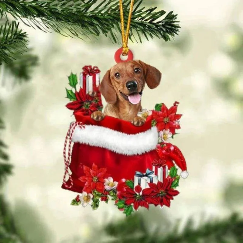 VigorDaily Dachshund In Gift Bag Christmas Ornament GB137