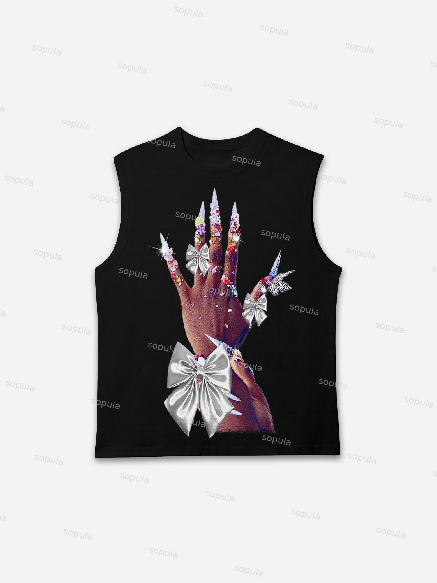 Diamond Decorated Hands Print Tank Top - Sopula｜Premium Graphic Tees & Graphic Clothing