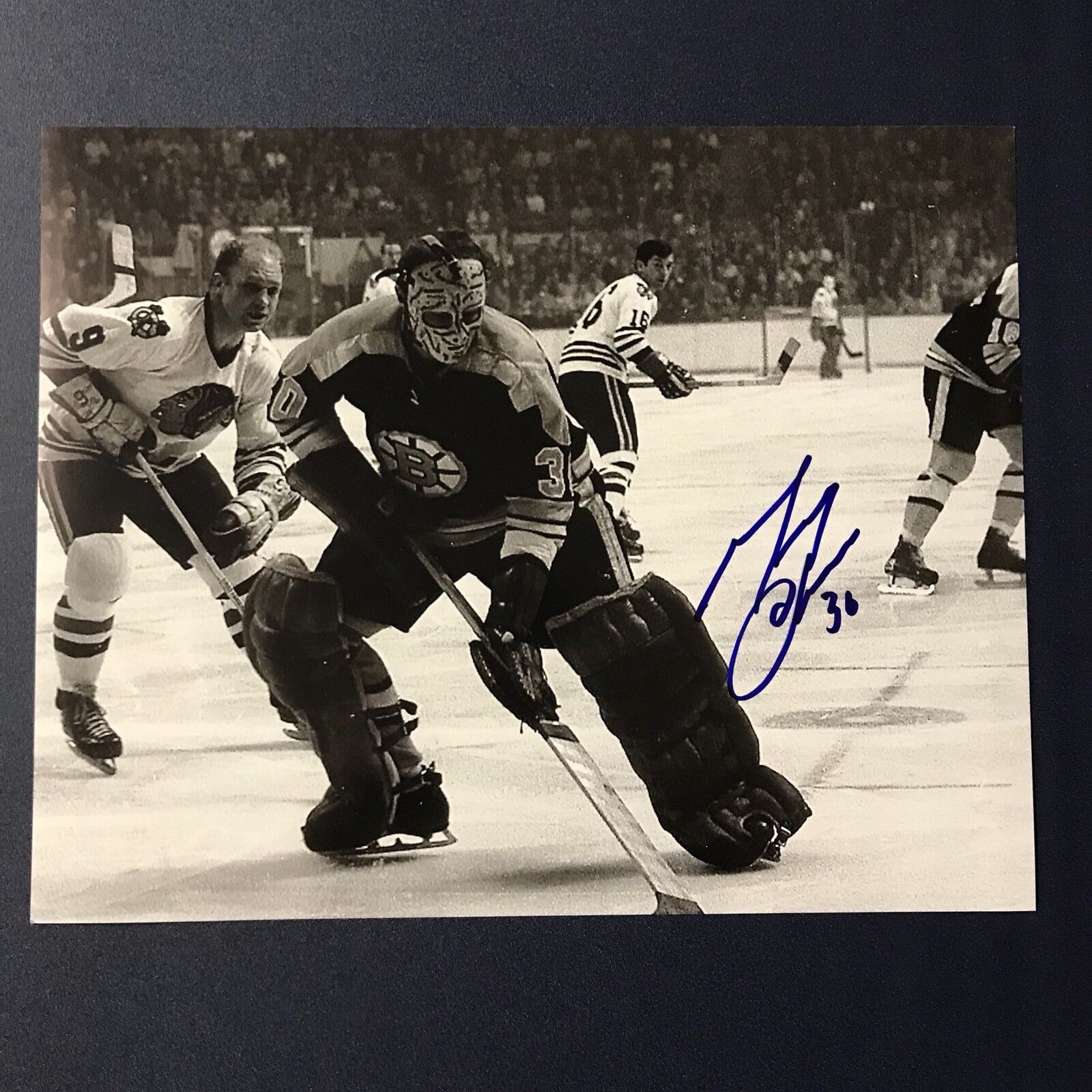 GERRY CHEEVERS SIGNED 8x10 Photo Poster painting BOSTON BRUINS HOCKEY HOF AUTOGRAPHED RARE COA