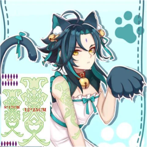 Anime Genshin Impact Game Naganohara Yoimiya Cosplay Arm Temporary Fake Tattoo Stickers for Woman and Girl Faux Tatouage Femme