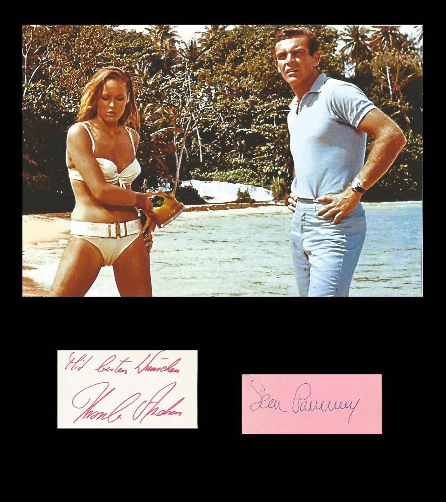 VINTAGE SEAN CONNERY & URSULA ANDRESS 007 JAMES BOND CAST DOUBLE AUTOGRAPH DR NO