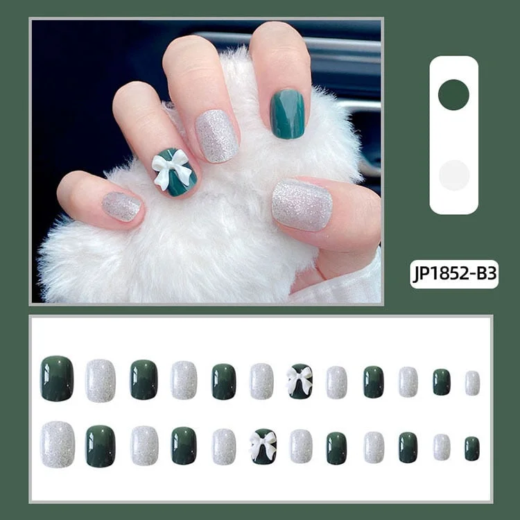 Fashion 24pc/set 10 Sizes Fake Nails Full Cover French False Nail Tips With Double-Sided Nail Adhesive Tab Press On Nails Art-Nail Inspo