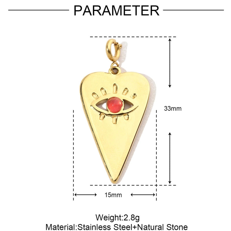 3 PCS/Package 15 * 33mm Titanium Steel Natural Stone Heart Shape Eye Pendant Jewelry Accessories
