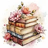 Flowers And Books-11CT Stamped Cross Stitch 40*40cm/15.75*15.75in