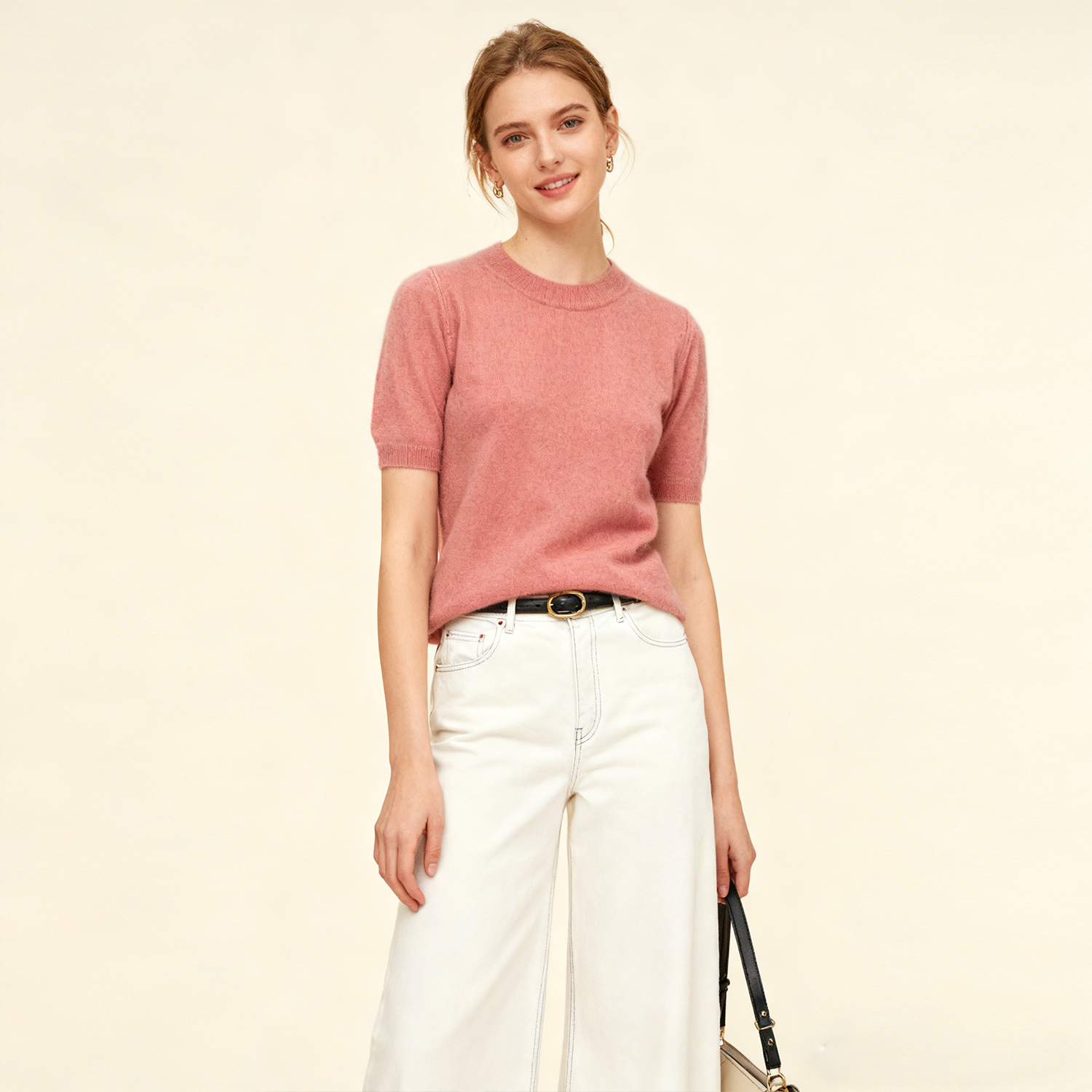 Short Sleeves Women's Cashmere Sweater REAL SILK LIFE