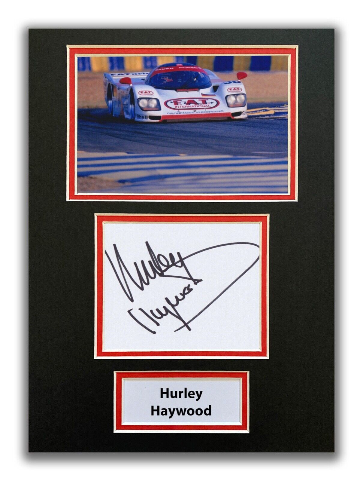 HURLEY HAYWOOD HAND SIGNED A4 MOUNTED Photo Poster painting DISPLAY - LE MANS AUTOGRAPH 1