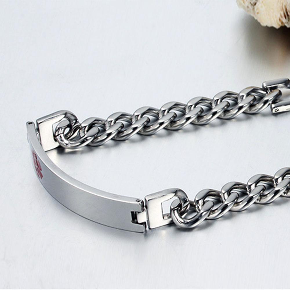 Personalized Medical Alert Bracelet ID Wristbands Stainless Steel Emergency Black Bracelet