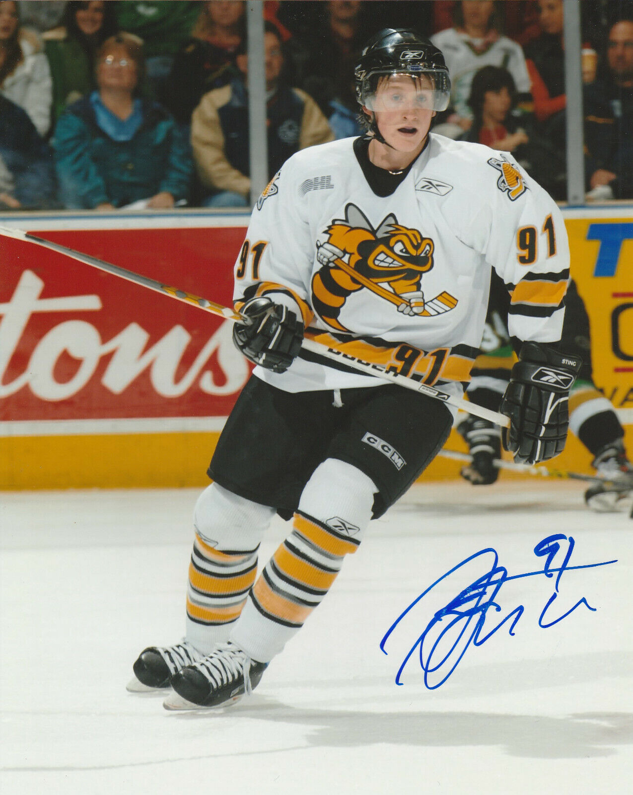 STEVEN STAMKOS SIGNED SARNIA STING OHL 8x10 Photo Poster painting #1 TAMPA BAY LIGHTNING