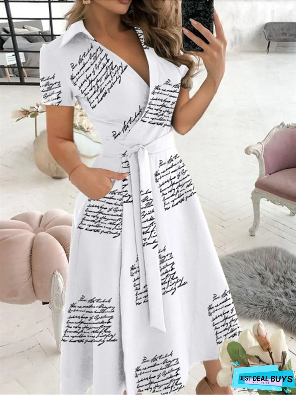 Fashion Strap V-Neck Wrap Hip Dress