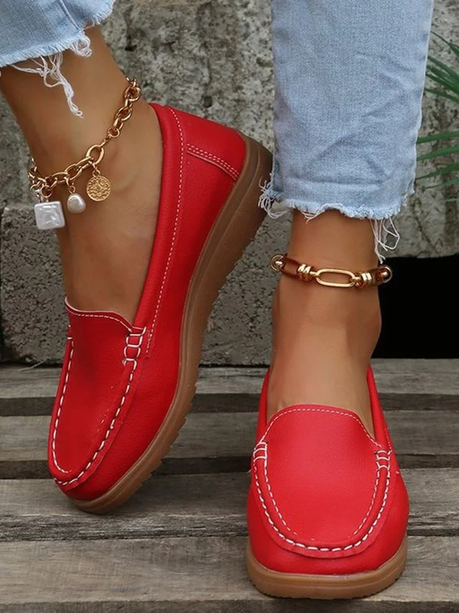 Plain Color Casual Loafers Flats