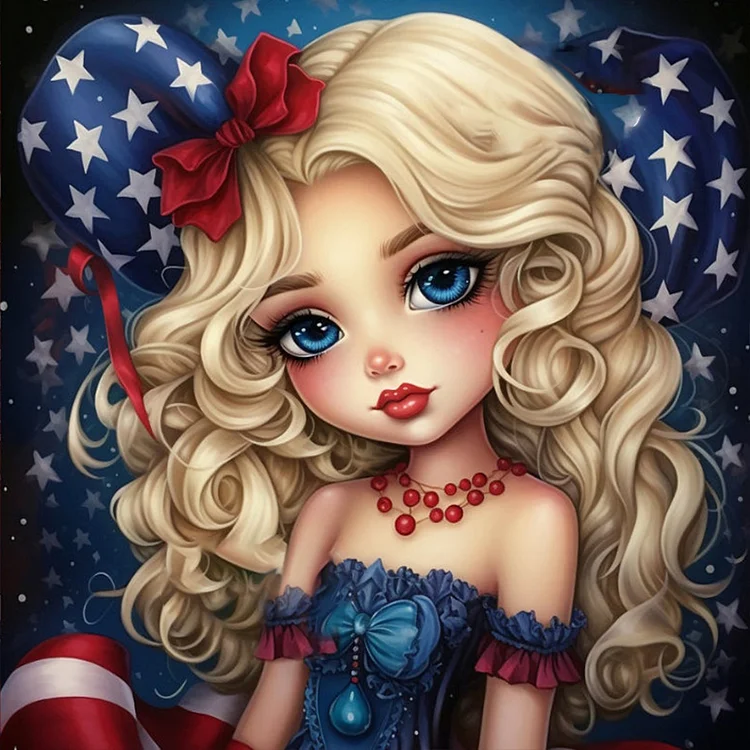 Cartoon Blonde Girl 30*30CM (Canvas) Full Round Drill Diamond Painting gbfke