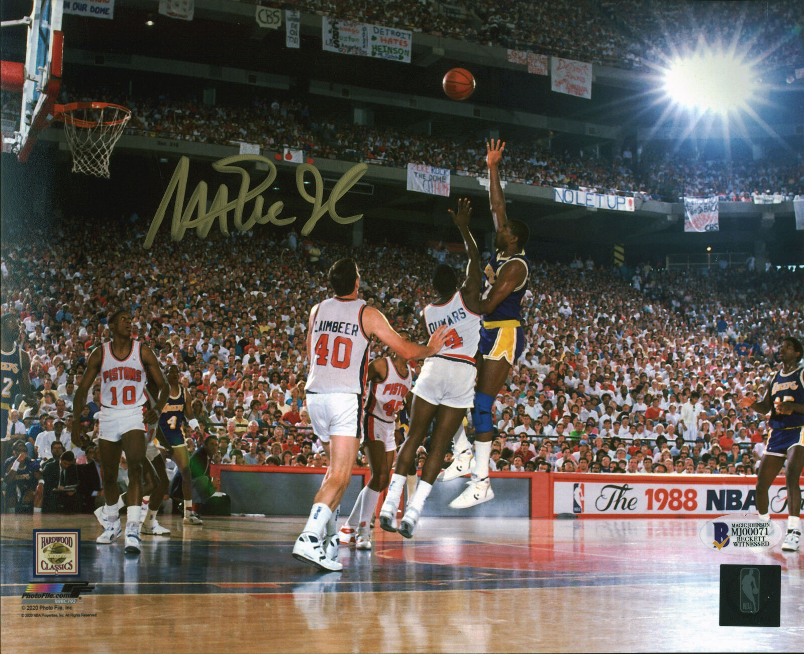 Lakers Magic Johnson Authentic Signed 8x10 1988 Finals Photo Poster painting BAS Witnessed