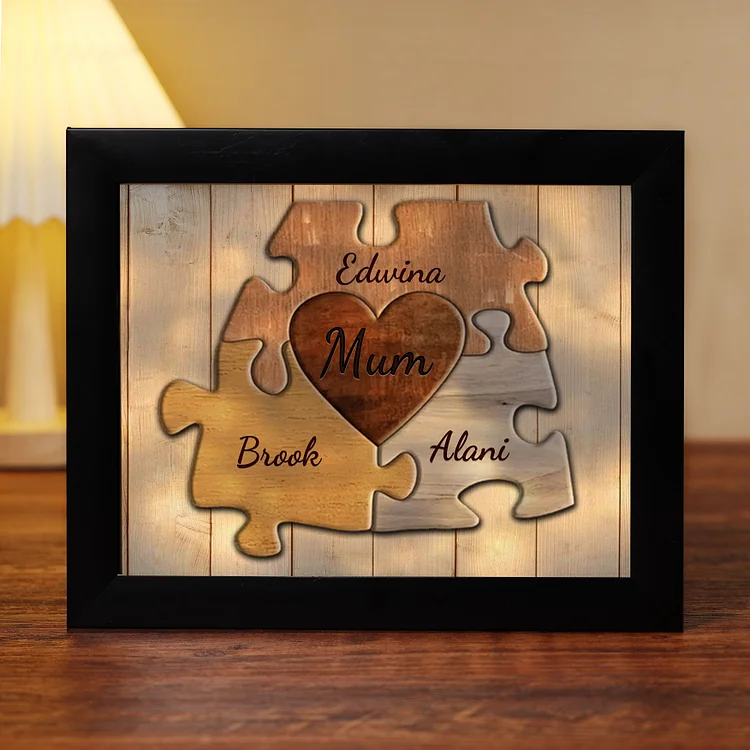 3 Names-Personalized Mum Family Puzzle Frame With 3 Names LED Night Light