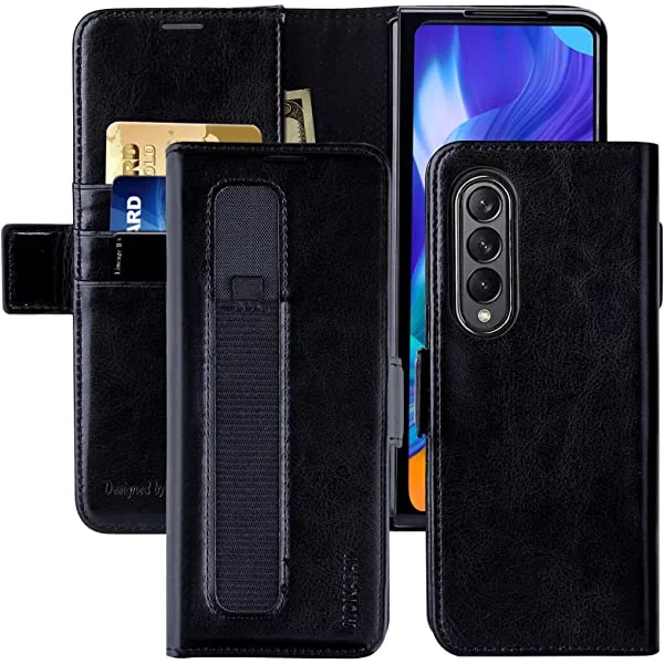 MONASAY Samsung Galaxy Z Fold 3 5G Wallet Case with S Pen Holder