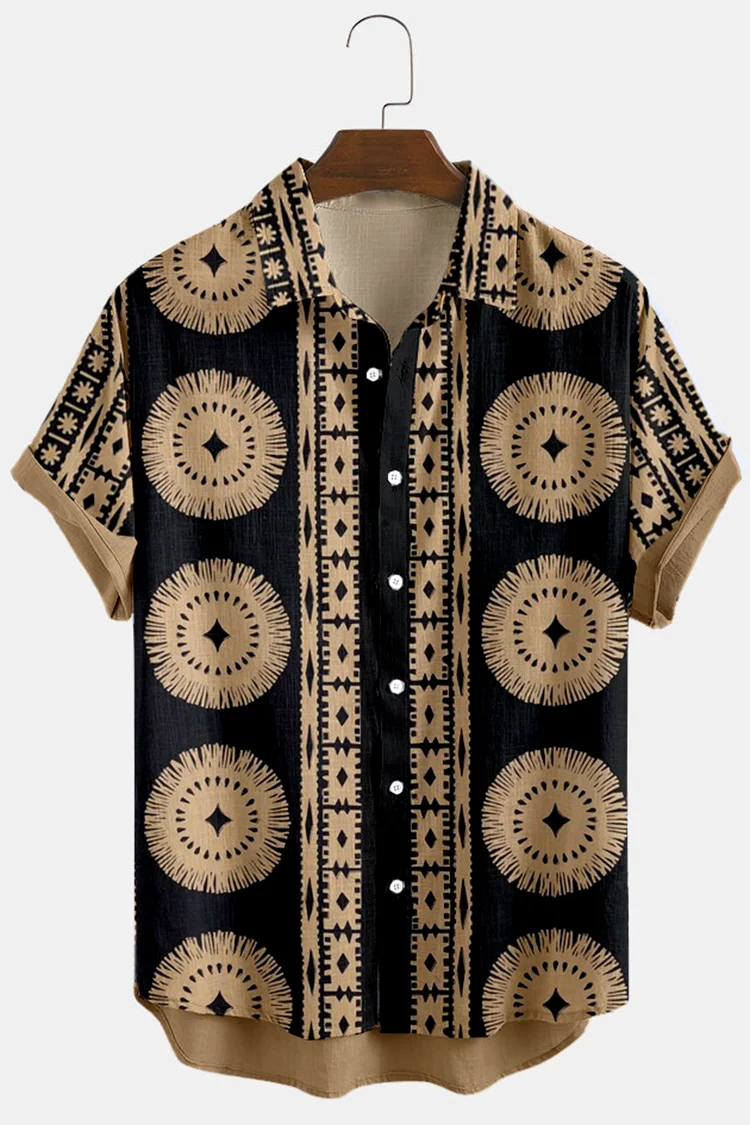 Fashion Leisure Geometric Print Shirt
