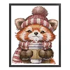 (Stamped/Counted) Red Panda Drinking Coffee-14CT Cross Stitch 19*22cm/7.48*8.66in
