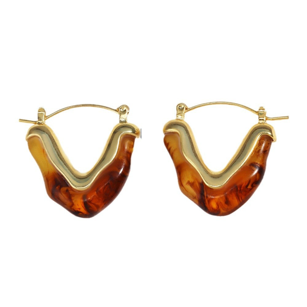 Maillard Triangle Irregular Geometric Droplet Plastic Electroplating Stud Earrings