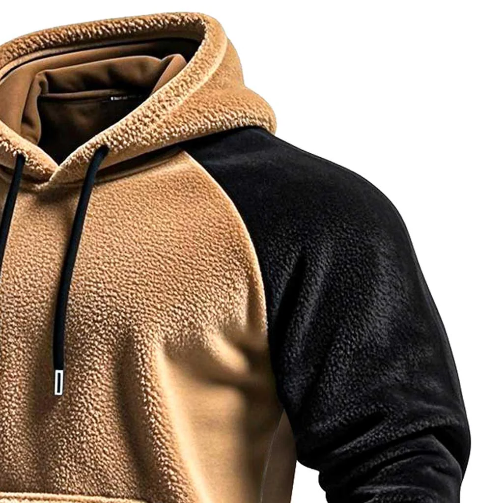 Men's Vintage Western Cowboy Contrast Fleece Raglan Sleeve Pocket Hoodie-inspireuse