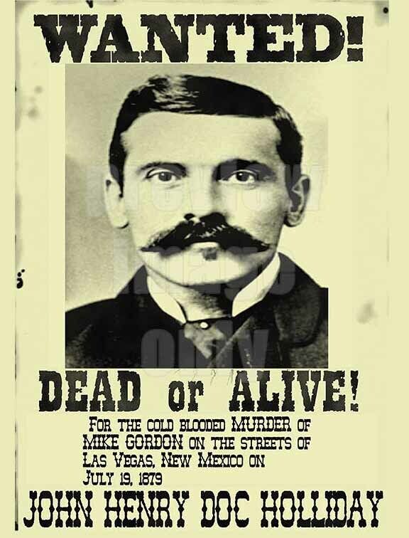 DOC HOLLIDAY & WYATT EARP WANTED POSTER OK CORRAL TOMBSTONE 8.5X11 Photo Poster painting PICTURE