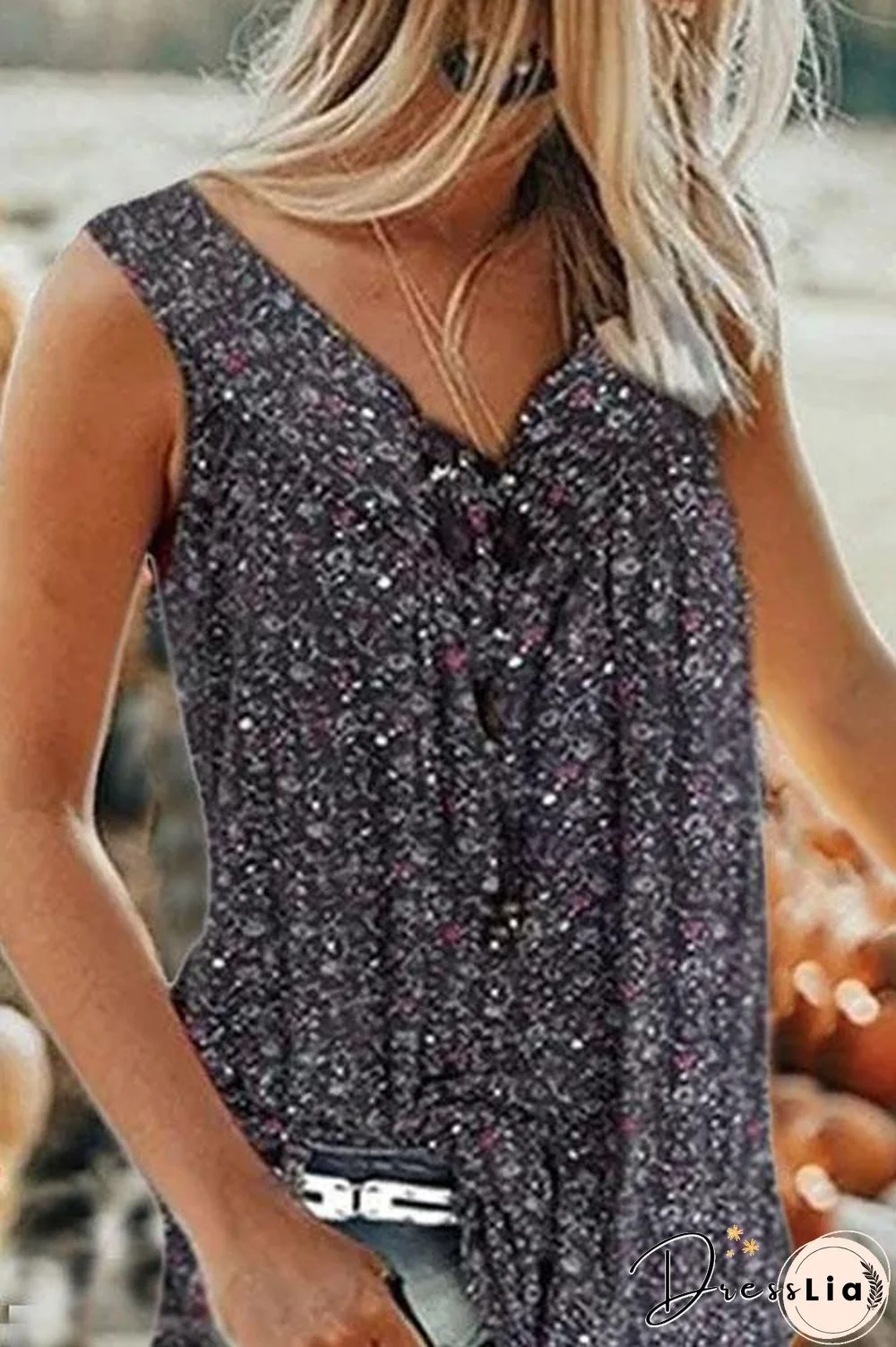 Floral V Neck Tank Top