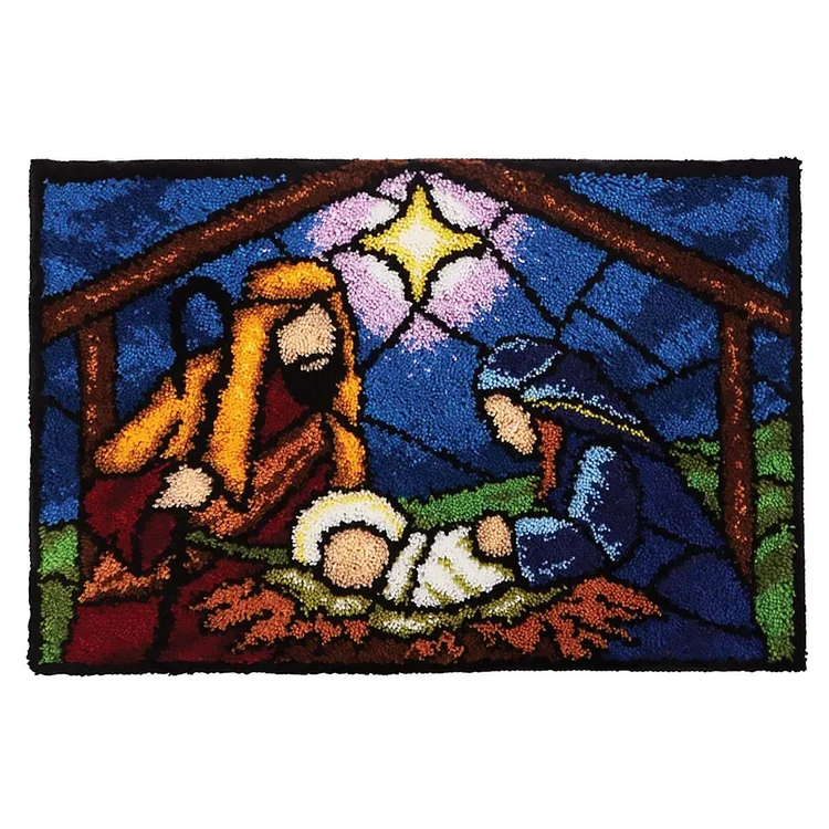 Christmas Nativity Scene Rug Latch Hook Kits veirousa