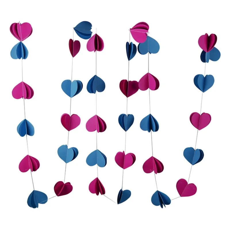 3m Colorful 3D Round Heart Paper Garlands Christmas Wedding Party Banner Hanging Paper Garland Room Decoration